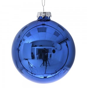 Χριστουγεννιάτικη μπλε γυάλινη μπάλα σετ των τεσσάρων τεμαχίων 10 εκ