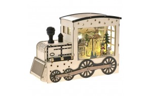 Χριστουγεννιάτικο ξύλινο τρένο με Led φωτισμό και μουσική 30x10x21 εκ