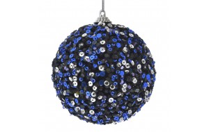 Χριστουγεννιάτικη μπάλα σε μπλε απόχρωση με λάμψη σετ των έξι 8 εκ