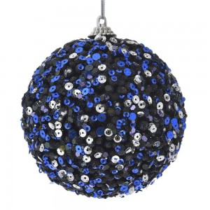 Χριστουγεννιάτικη μπάλα σε μπλε απόχρωση με λάμψη σετ των έξι 8 εκ