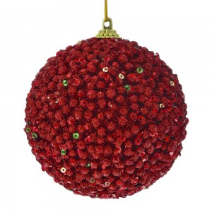 Χριστουγεννιάτικη μπάλα σε κόκκινη απόχρωση με λάμψη σετ των δώδεκα 8 εκ
