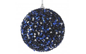 Χριστουγεννιάτικη μπάλα σε μπλε απόχρωση με λάμψη σετ των έξι 10 εκ
