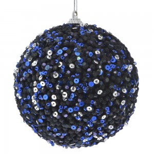 Χριστουγεννιάτικη μπάλα σε μπλε απόχρωση με λάμψη σετ των έξι 10 εκ