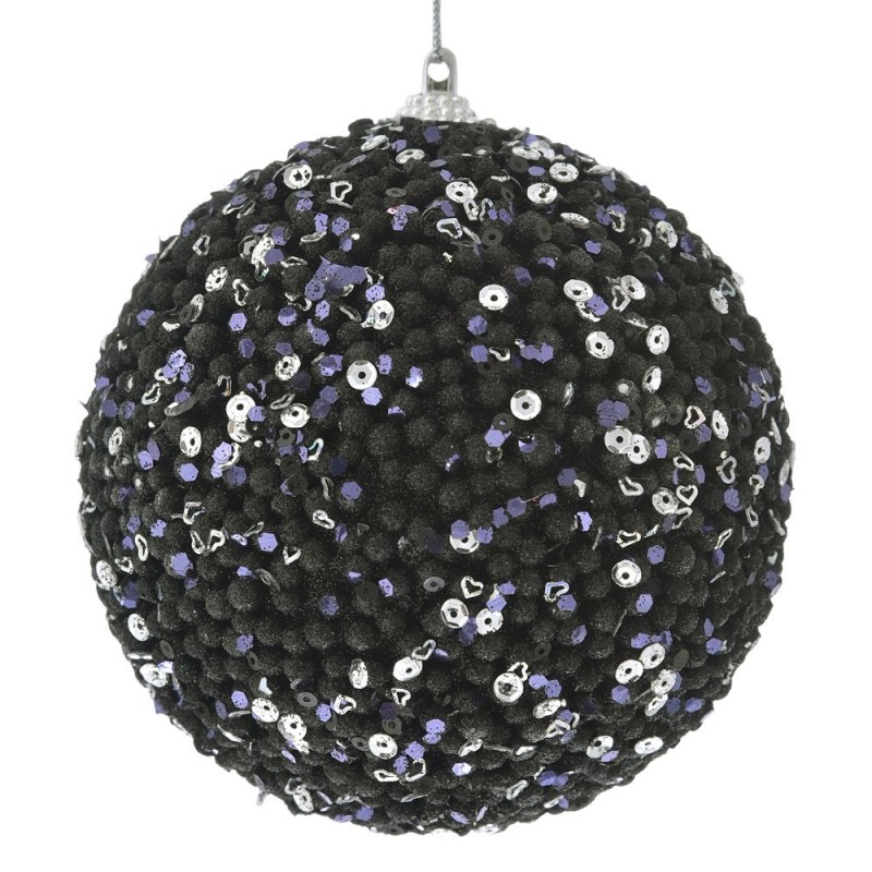 Χριστουγεννιάτικη μπάλα σε μαύρη απόχρωση με λάμψη σετ των έξι 10 εκ