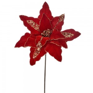 Διακοσμητικό χριστουγεννιάτικο κλαδί αλεξανδρινό σε κόκκινο χρώμα σετ των τεσσάρων 32x65 εκ