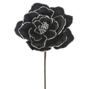 Διακοσμητικό κλαδί τριαντάφυλλο σε μαύρη απόχρωση σετ των τεσσάρων 20x62 εκ