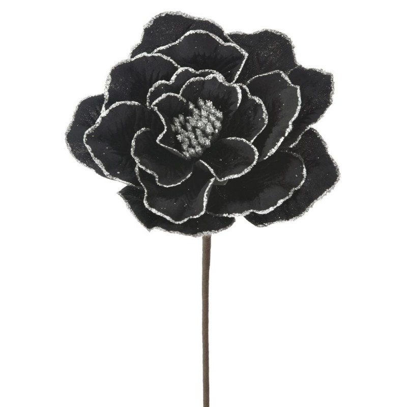 Διακοσμητικό κλαδί τριαντάφυλλο σε μαύρη απόχρωση σετ των τεσσάρων 20x62 εκ