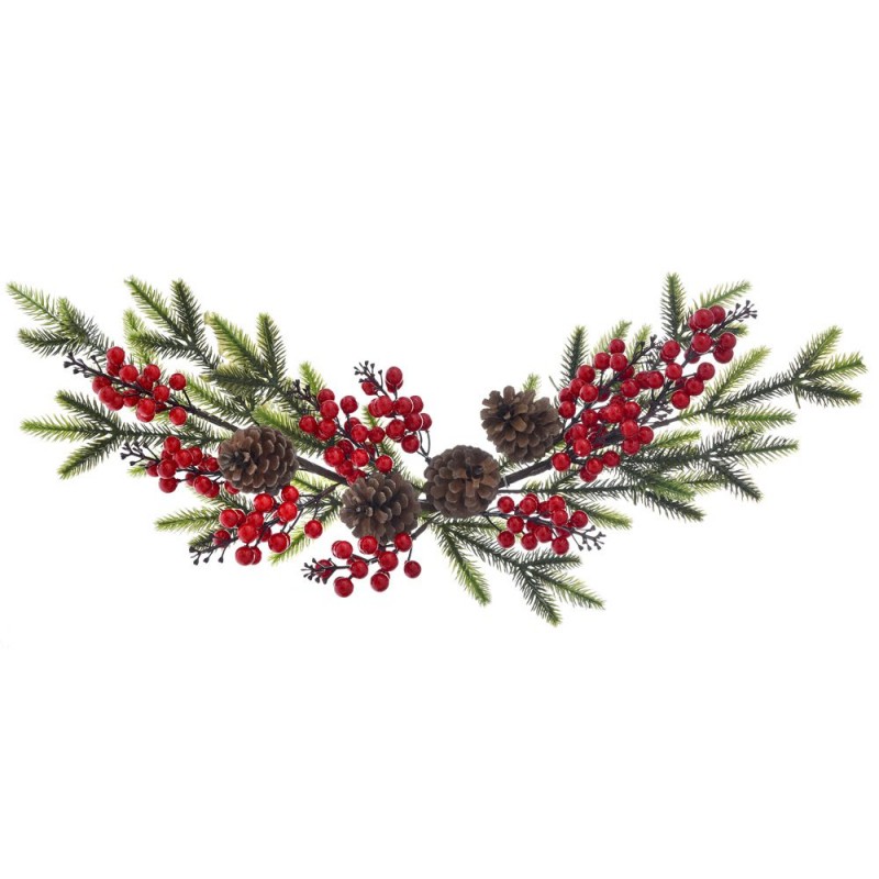 Χριστουγεννιάτικη αψίδα με κλαδιά ελάτου και κόκκινους καρπούς 65 εκ