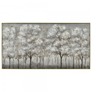Κλασικός πίνακας με δέντρα σε χρυσή κορνίζα 142x72 εκ