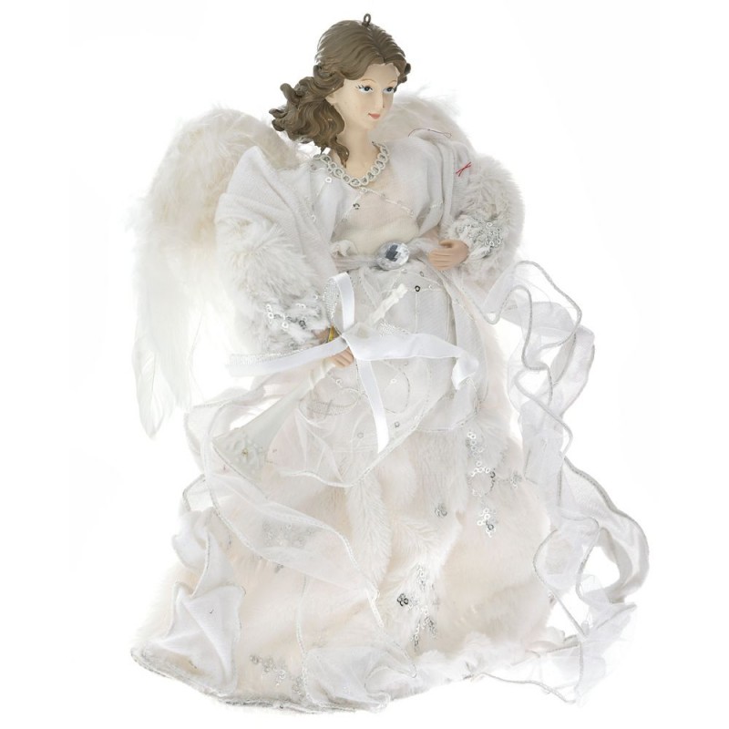 Χριστουγεννιάτικος κρεμαστός διακοσμητικός άγγελος σε λευκό χρώμα 30 εκ
