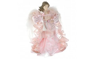 Χριστουγεννιάτικος κρεμαστός διακοσμητικός άγγελος σε ροζ χρώμα 30 εκ