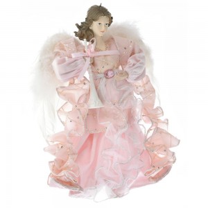 Χριστουγεννιάτικος κρεμαστός διακοσμητικός άγγελος σε ροζ χρώμα 30 εκ