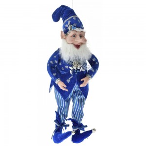 Χριστουγεννιάτικο διακοσμητικό βελούδινο ξωτικό σε μπλε και ασημί χρώμα 65 εκ