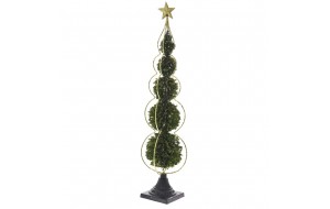 Δέντρο Χριστουγεννιάτικο πράσινο με χρυσό περίγραμμα και σιδερένια βάση 16x80 εκ