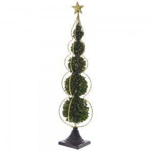 Δέντρο Χριστουγεννιάτικο πράσινο με χρυσό περίγραμμα και σιδερένια βάση 16x80 εκ