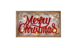 Χριστουγεννιάτικη διακοσμητική πινακίδα merry Christmas με φως 25x4x15 εκ