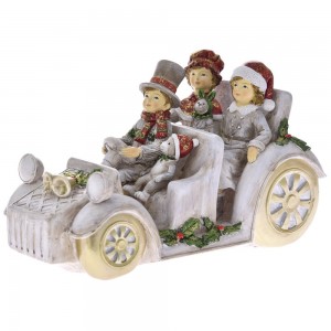 Χριστουγεννιάτικο επιτραπέζιο διακοσμητικό άμαξα με παιδάκια 26x13x15 εκ