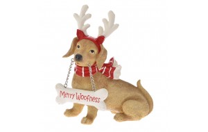 Χριστουγεννιάτικο επιτραπέζιο διακοσμητικό σκυλάκι 18x9x20 εκ