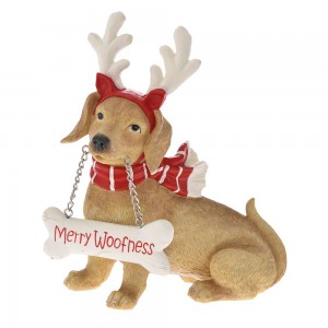 Χριστουγεννιάτικο επιτραπέζιο διακοσμητικό σκυλάκι 18x9x20 εκ