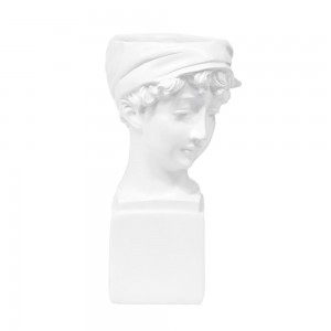 Kασπώ σε μορφή γυναικείας αρχαιοελληνικής προτομής από πολυρέζιν σε λευκή απόχρωση σετ των δύο τεμαχίων 9x9x15 εκ