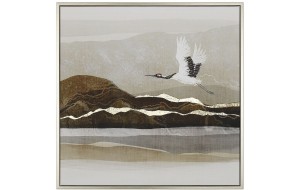 Πίνακας τύπωμα πάνω σε καμβά και θέμα Πουλί πάνω από τη λίμνη 60x60 εκ