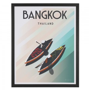 Ρετρό πίνακας με θέμα Μπανγκόκ τύπωμα πάνω σε καμβά 40x50 εκ