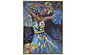 Ελαιογραφία σε καμβά με κορνίζα με θέμα Tropical γυναικεία φιγούρα 92x122 εκ
