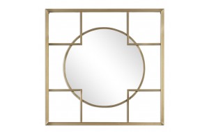 Μεταλλικός καθρέπτης τετράγωνος σε χρυσή απόχρωση 60x60 εκ
