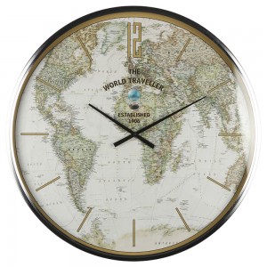 World Traveler μεταλλικό ρολόι τοίχου 75 εκ