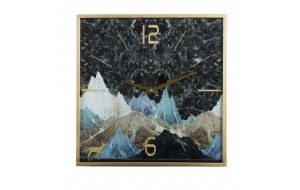 Mountain ρολόι τοίχου από σίδερο με γυαλί 40x40 εκ
