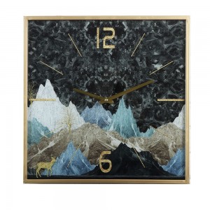 Mountain ρολόι τοίχου από σίδερο με γυαλί 40x40 εκ