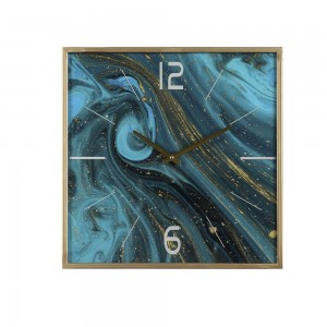 Τετράγωνο ρολόι τοίχου blue ocean μεταλλικό 40x4x40 εκ