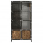 Industrial μεταλλική βιτρίνα με ξύλο mango και γυαλί 100x40x200 εκ Industrial μεταλλική βιτρίνα με ξύλο mango και γυαλί 100x40x200 εκ
