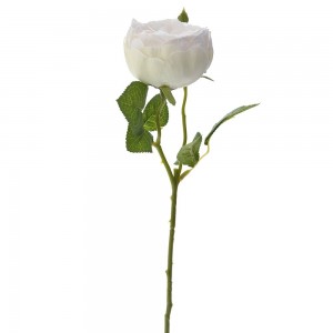 Κλαδί κρεμ διακοσμητικό τριαντάφυλλο με μικρό μπουμπούκι 45 εκ
