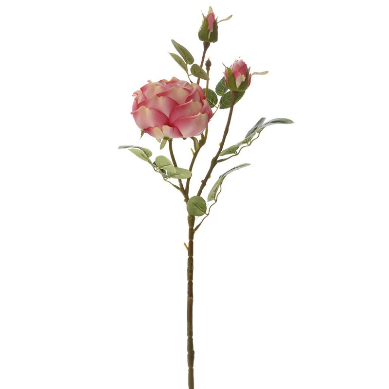 Ροζ τριαντάφυλλο τεχνητό κλαδί με μπουμπούκια 78 εκ