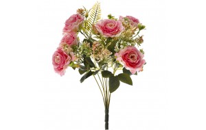 Διακοσμητικό μπουκέτο με ροζ τριαντάφυλλα 40 εκ