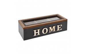 Ξύλινο κουτί Home σε σε μαύρο και φυσικό χρώμα 23x9x7 εκ