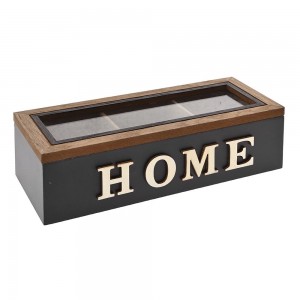 Ξύλινο κουτί Home σε σε μαύρο και φυσικό χρώμα 23x9x7 εκ