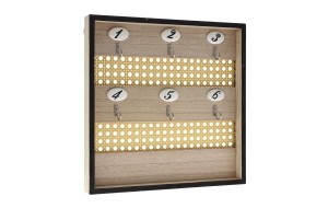 Ξύλινη κλειδοθήκη τοίχου με Βιεννέζικη ψάθα 30x30 εκ