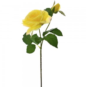 Κλαδί διακοσμητικό κίτρινο τριαντάφυλλο με μπουμπούκι 67 εκ