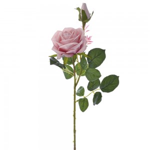 Κλαδί διακοσμητικό ροζ τριαντάφυλλο με μπουμπούκι 67 εκ