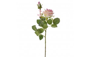 Κλαδί διακοσμητικό κοραλλί τριαντάφυλλο με μπουμπούκι 67 εκ