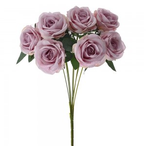 Μπουκέτο τεχνητό ροζ τριαντάφυλλα 44 εκ