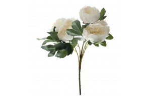 Διακοσμητικό μπουκέτο με πέντε άνθη λευκής παιώνιας 46 εκ