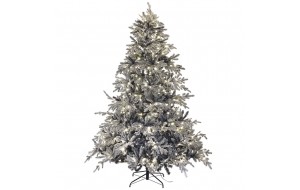Flocked Eira North χιονισμένο χριστουγεννιάτικο δέντρο με ενσωματωμένα 650 λευκά λαμπάκια led 240 εκ