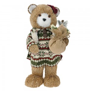 Κόκκινη διακοσμητική αρκουδίνα χριστουγεννιάτικη με καπέλο 20x24x41 εκ