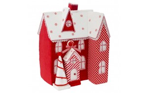 Χριστουγεννιάτικο κόκκινο σπίτι ζαχαρωτό διακοσμητικό 38x31x53 εκ