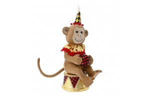 Χριστουγεννιάτικη διακοσμητική μαϊμού καφέ τσίρκου με τύμπανο 21x16x40 εκ