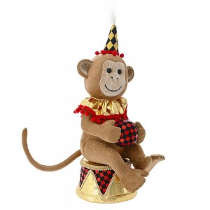 Χριστουγεννιάτικη διακοσμητική μαϊμού καφέ τσίρκου με τύμπανο 21x16x40 εκ
