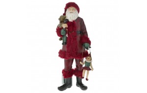 Φιγούρα διακοσμητική Άγιος Βασίλης με μαριονέτα από πολυρεζίνη 14x12x38 εκ